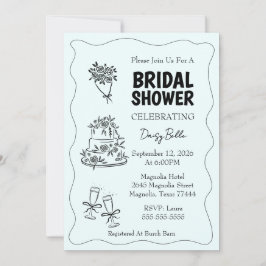 Hand Drawn Doodle Bridal Shower Green Kaart