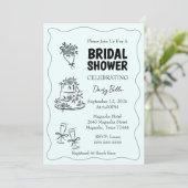 Hand Drawn Doodle Bridal Shower Green Kaart (Staand voorkant)