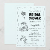 Hand Drawn Doodle Bridal Shower Green Kaart (Voorkant / Achterkant)