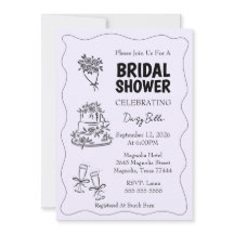 Hand Drawn Doodle Bridal Shower Purple