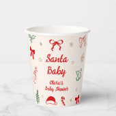 Hand Drawn Doodle Christmas Santa Baby Shower  Papieren Bekers (Voorkant)