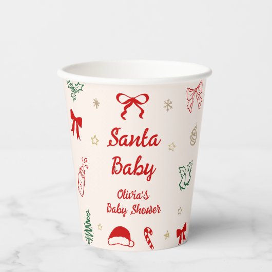 Hand Drawn Doodle Christmas Santa Baby Shower  Papieren Bekers (Voorkant)
