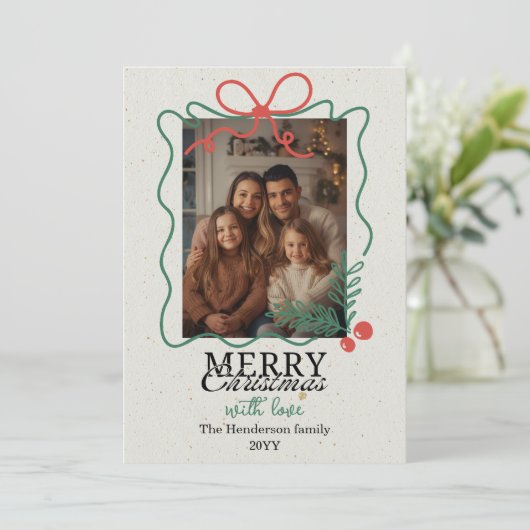 Hand-drawn doodle frame Merry Christmas  Feestdagenkaart (Staand voorkant)