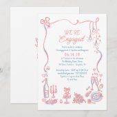 Hand Drawn Doodle Funky Whimsical Engagement Party Kaart (Voorkant / Achterkant)