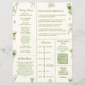 Hand Drawn Doodle Green Wedding Program Programmakaart (Achterkant)