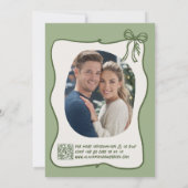 Hand-Drawn Doodle Lijst Bow Sage Winter QR Huwelij Kaart (Achterkant)