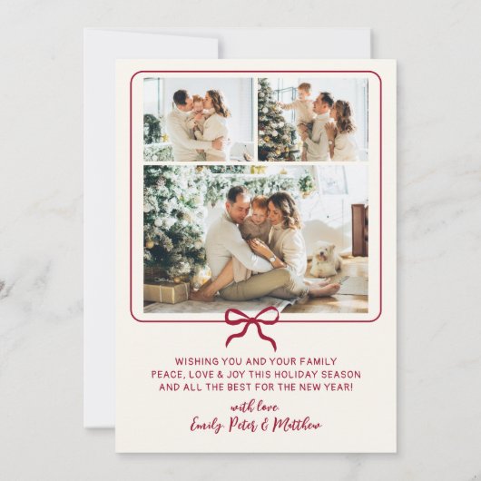 Hand-Drawn Doodle Red Gold Photo Merry Christmas Feestdagenkaart (Achterkant)