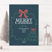 Hand-drawn doodle teal blue Merry Christmas Feestdagenkaart