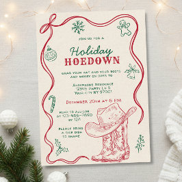 Hand Drawn Doodle Western Holiday Hoedown Party Kaart