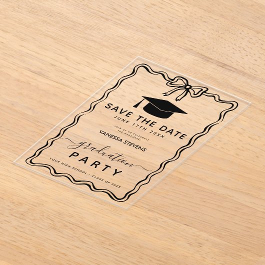 Hand Drawn Doodles Afstuderen Save the Date Acryl Uitnodigingen (Laagn)