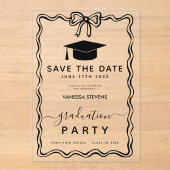 Hand Drawn Doodles Afstuderen Save the Date Acryl Uitnodigingen (Voorkant)