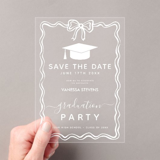 Hand Drawn Doodles Afstuderen Save the Date Acryl Uitnodigingen (Insitu (Draagbaar))