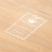 Hand Drawn Doodles Afstuderen Save the Date Acryl Uitnodigingen (Laagn)