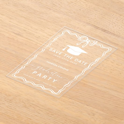 Hand Drawn Doodles Afstuderen Save the Date Acryl Uitnodigingen (Laagn)