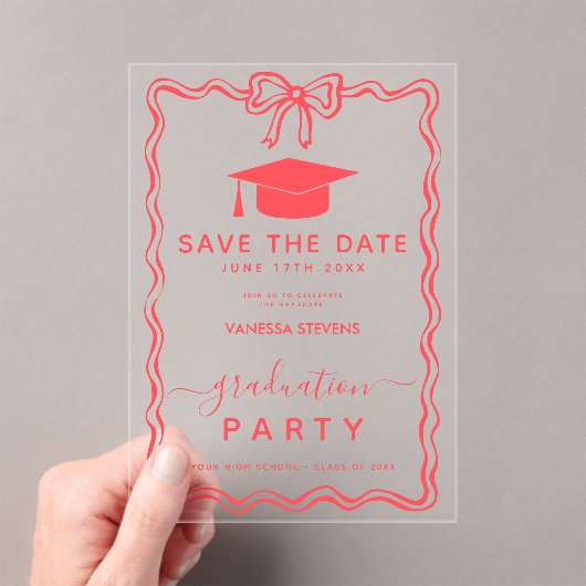 Hand Drawn Doodles Afstuderen Save the Date Acryl Uitnodigingen (Insitu (Draagbaar))
