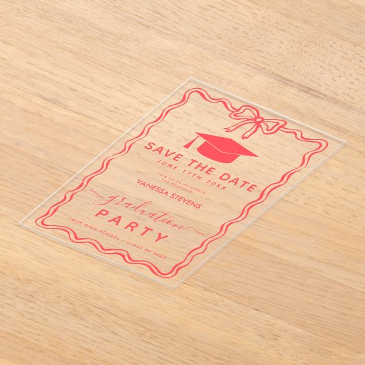 Hand Drawn Doodles Afstuderen Save the Date Acryl Uitnodigingen (Laagn)