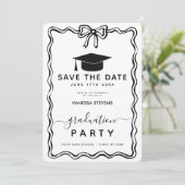 Hand Drawn Doodles Afstuderen Save the Date Kaart (Staand voorkant)