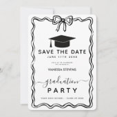 Hand Drawn Doodles Afstuderen Save the Date Kaart (Voorkant)