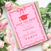 Hand Drawn Doodles Afstuderen Save the Date Kaart