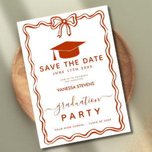 Hand Drawn Doodles Afstuderen Save the Date Kaart