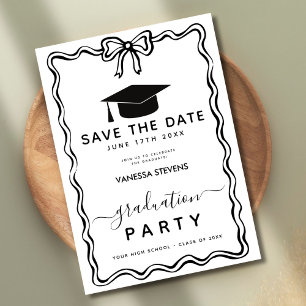 Hand Drawn Doodles Afstuderen Save the Date Kaart