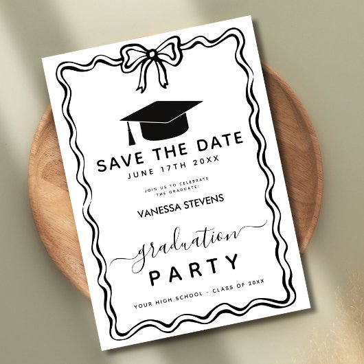 Hand Drawn Doodles Afstuderen Save the Date Kaart