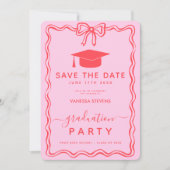 Hand Drawn Doodles Afstuderen Save the Date Kaart (Voorkant)