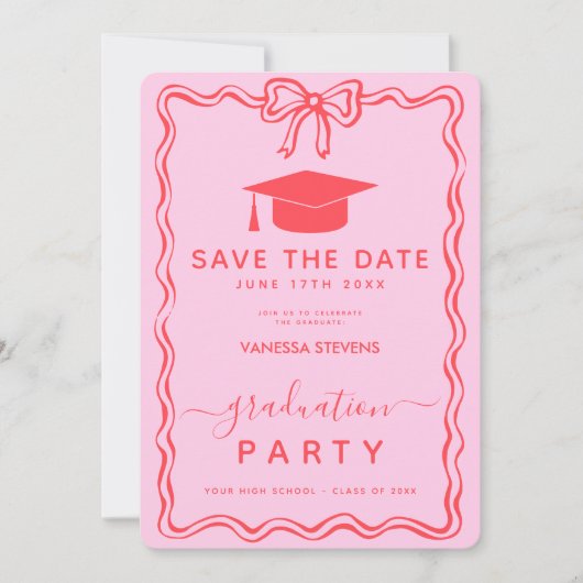 Hand Drawn Doodles Afstuderen Save the Date Kaart (Voorkant)