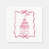 Hand Drawn Doodles Champagne Tower Birthday Party Servet (Voorkant)