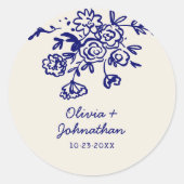 Hand Drawn Doodles Floral Wedding Ronde Sticker (Voorkant)