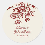 Hand Drawn Doodles Floral Wedding Ronde Sticker (Voorkant)