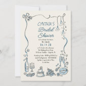 Hand Drawn Doodles Funky Whimsical Bridal Shower Kaart (Voorkant)