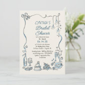Hand Drawn Doodles Funky Whimsical Bridal Shower Kaart (Staand voorkant)