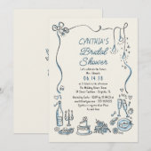 Hand Drawn Doodles Funky Whimsical Bridal Shower Kaart (Voorkant / Achterkant)