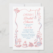 Hand Drawn Doodles Funky Whimsical Bridal Shower Kaart (Voorkant)