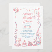 Hand Drawn Doodles Funky Whimsical Bridal Shower Kaart (Voorkant / Achterkant)