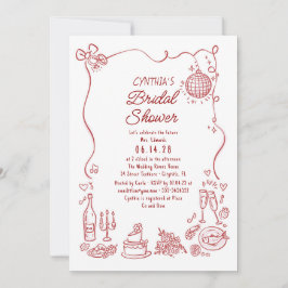 Hand Drawn Doodles Funky Whimsical Bridal Shower Kaart