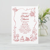 Hand Drawn Doodles Funky Whimsical Bridal Shower Kaart (Staand voorkant)