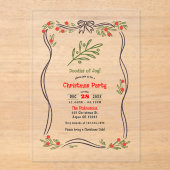 Hand-Drawn Doodles of Joy Clear Christmas Party Acryl Uitnodigingen (Voorkant)