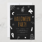 Hand Drawn Doodles Schattige Halloween Party Kaart (Voorkant)
