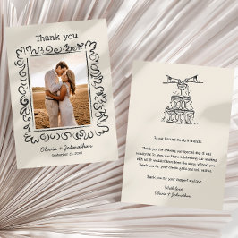Hand Drawn Doodles Wedding Bedankkaart