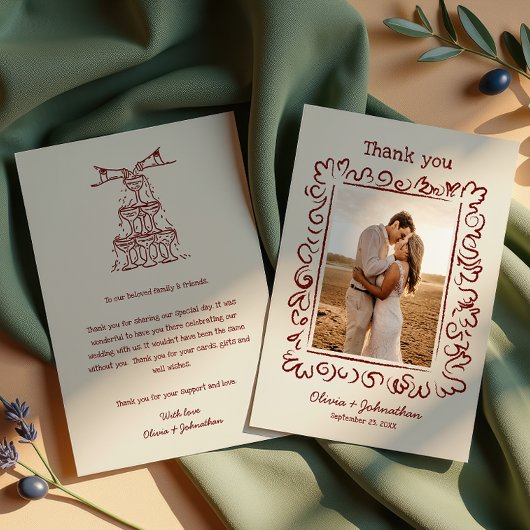 Hand Drawn Doodles Wedding Bedankkaart