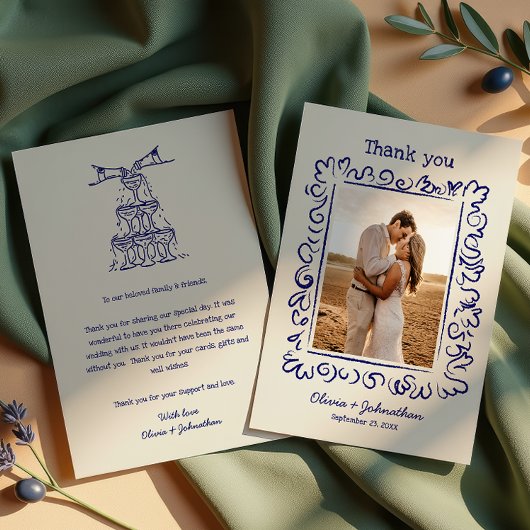 Hand Drawn Doodles Wedding Bedankkaart