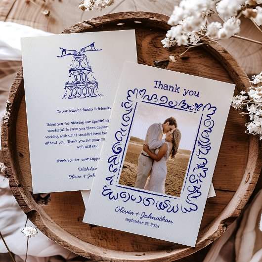 Hand Drawn Doodles Wedding Bedankkaart