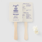Hand Drawn Doodles Wedding Program Hand Fan Handwaaier (Voorkant en achterkant)
