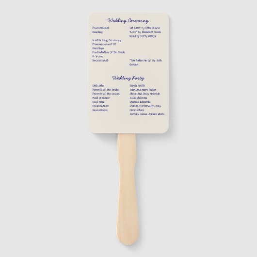 Hand Drawn Doodles Wedding Program Hand Fan Handwaaier (Achterkant)