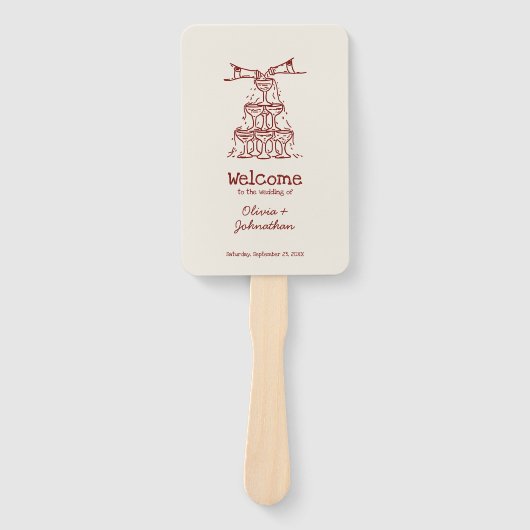 Hand Drawn Doodles Wedding Program Handwaaier (Voorkant)