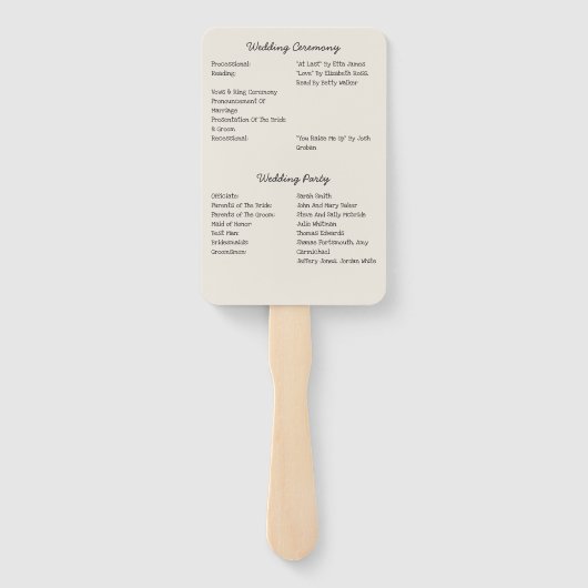 Hand Drawn Doodles Wedding Program Handwaaier (Achterkant)