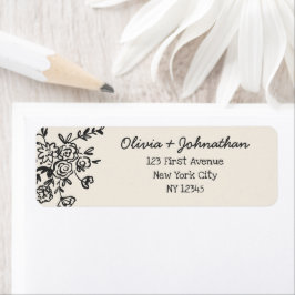 Hand Drawn Doodles Wedding Return Address Etiket