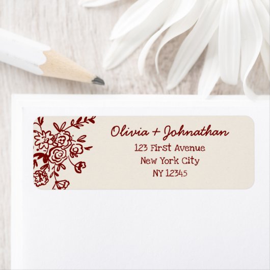 Hand Drawn Doodles Wedding Return Address Etiket (Insitu)